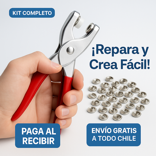 ¡Repara y Personaliza Fácil! Kit Completo de Alicate + 50 Broches Metálicos Plateados